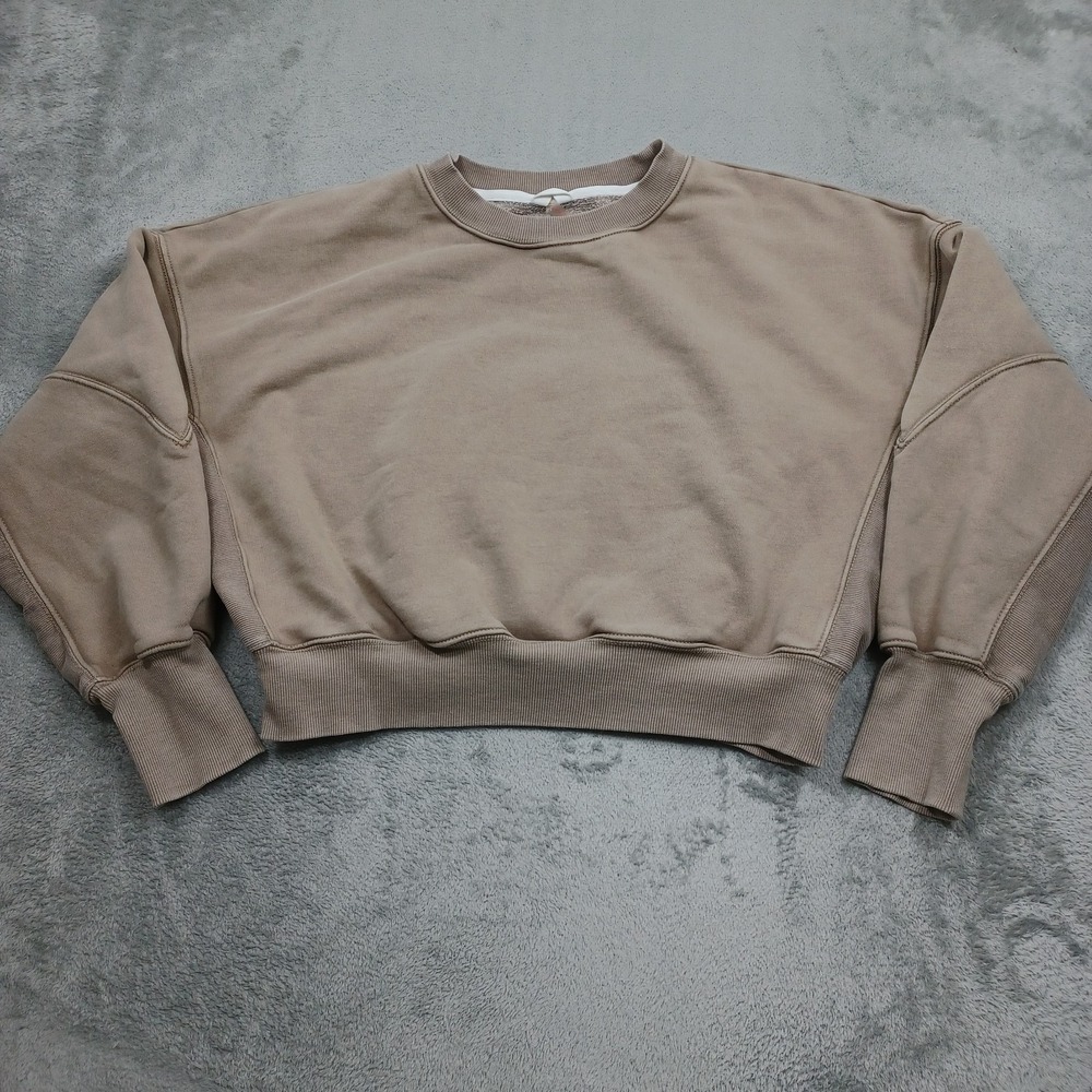 Free People Movement Sweater Womens Medium Oversized Fleece Cropped Preppy